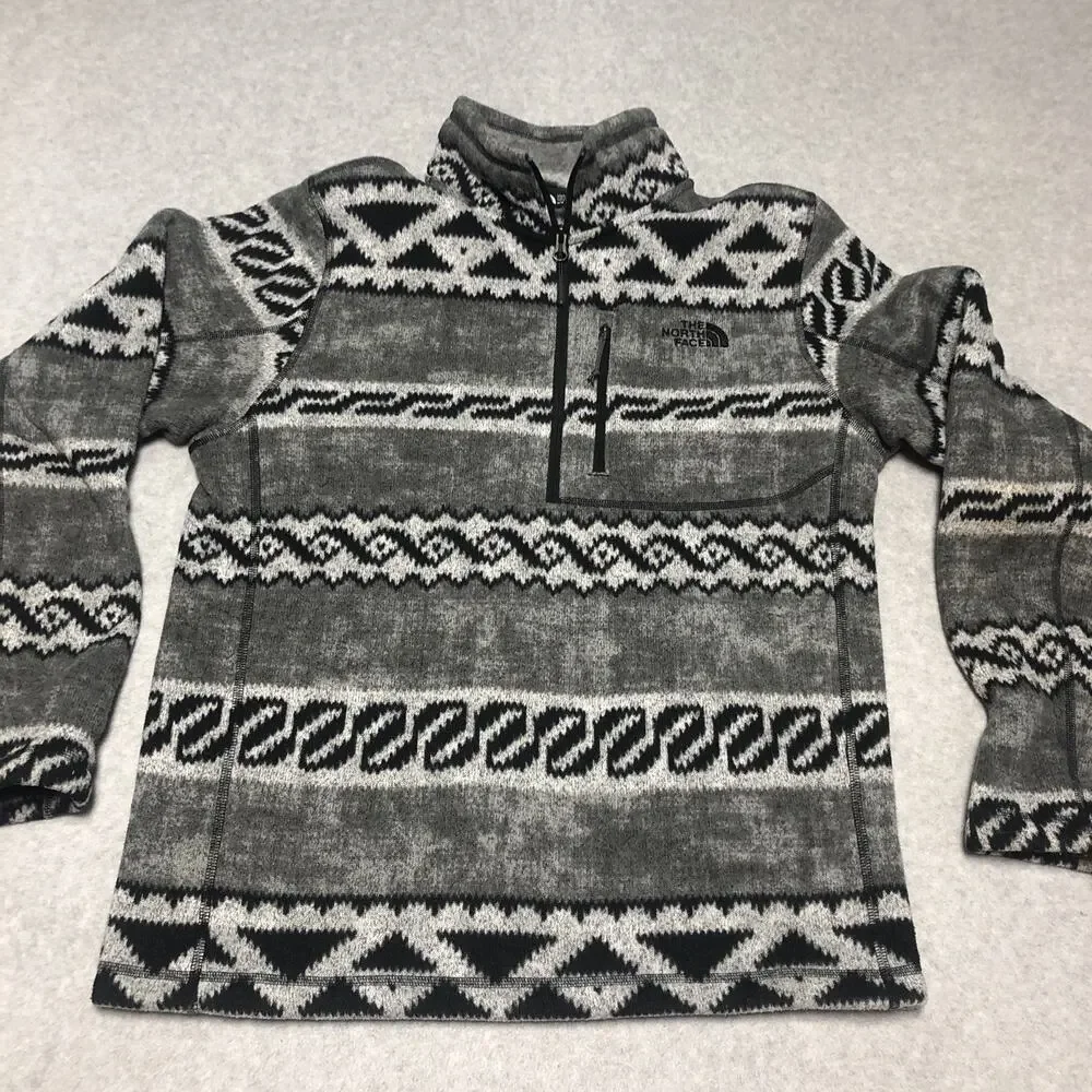 The North Face Tsillan Quarter Zip Sweatshirt Men's Medium Aztec Print Black